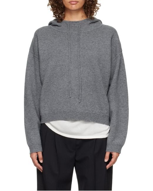 Loulou de Saison Gray Sarla Lds Knitted Hoodie