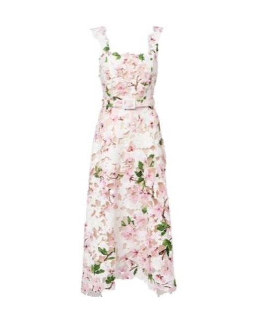 Oscar de la Renta White Floral Lace Cocktail Dress