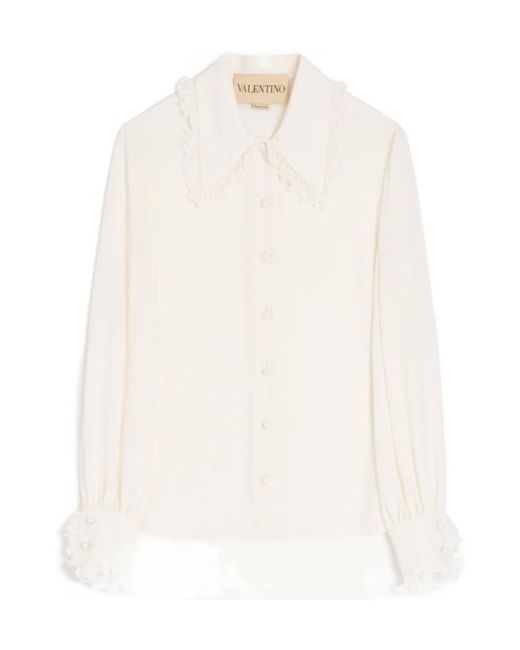 Valentino White Crepe De Chine Shirt