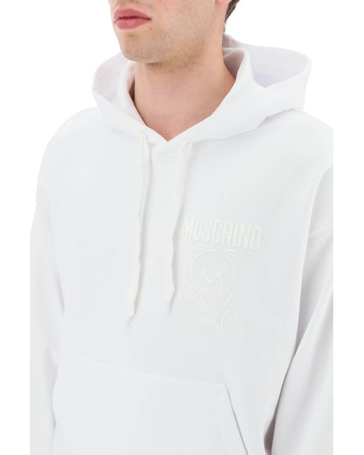 Moschino White Long-Sleeved Drawstring Hoodie for men