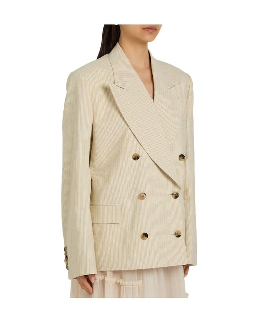 Dries Van Noten Natural Pinstriped Double-Breasted Blazer