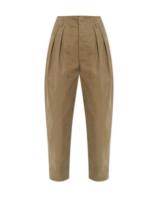 Moschino Natural Logo Patch Pleat Detailed Trousers