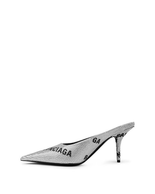 Balenciaga White Embellished Leather-Heeled Mules