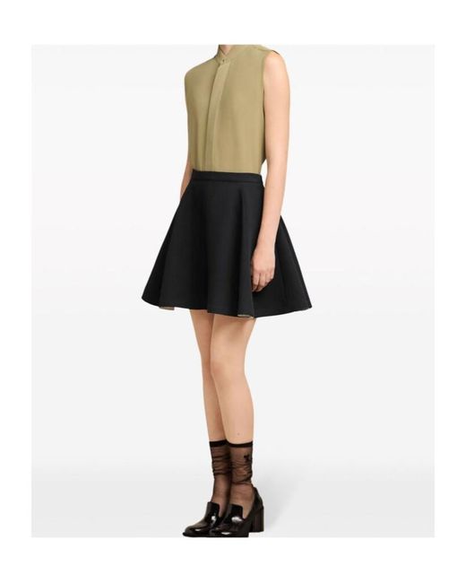 AMI Black High-Waist Pleated Skirt