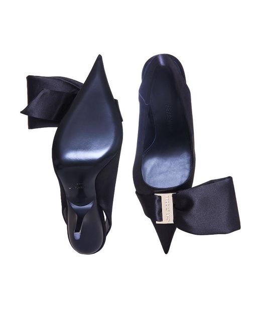 Ferragamo Blue Pointed-Toe Slingback Pumps