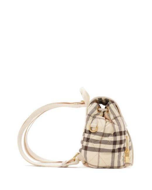 Burberry Natural Horseshoe Checked Mini Backpack