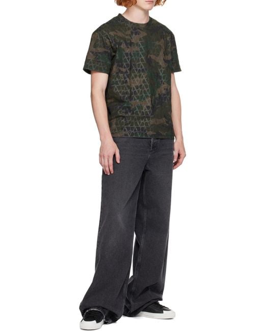 Valentino Green All-Over Logo Patterned Crewneck T-Shirt for men