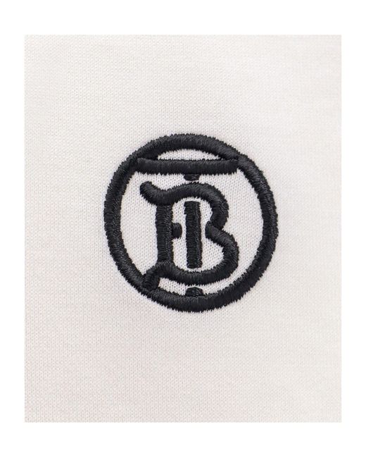 Burberry White Logo Embroidered Crewneck T-Shirt for men