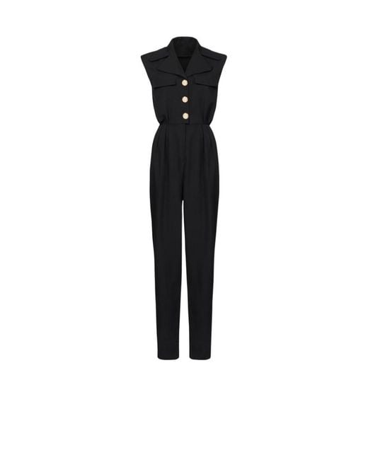 Balmain Black Wool Jumpsuit