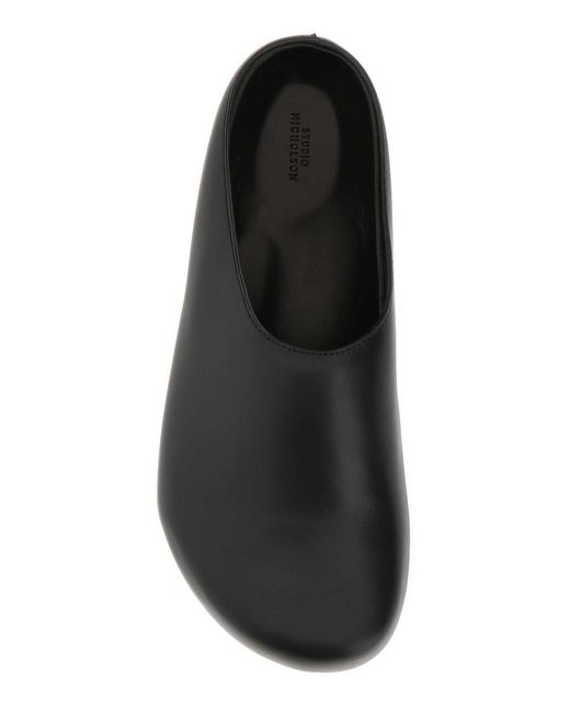 Studio Nicholson Black Round-Toe Leather Slippers for men