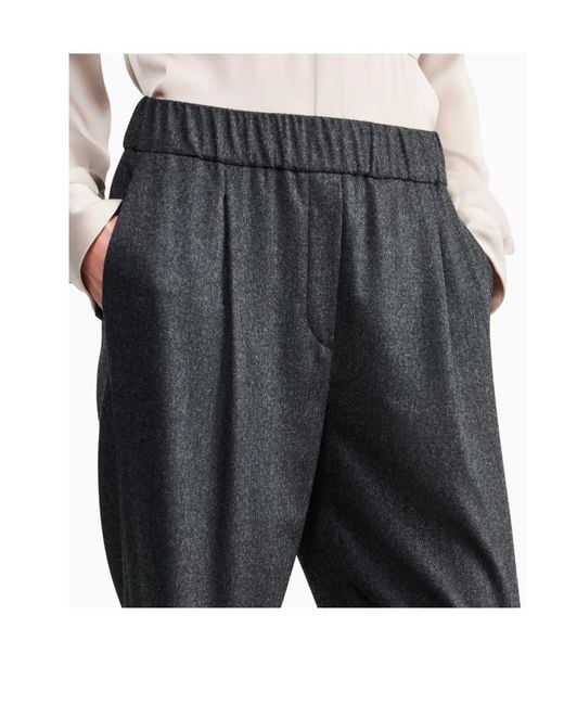Giorgio Armani Gray Elastic-Waist Casual Trousers