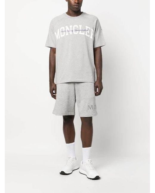 Moncler White Logo-Print Cotton T-Shirt for men