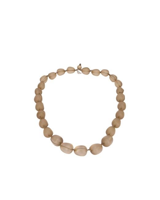 Emporio Armani Metallic Beaded Logo Plaque Necklace