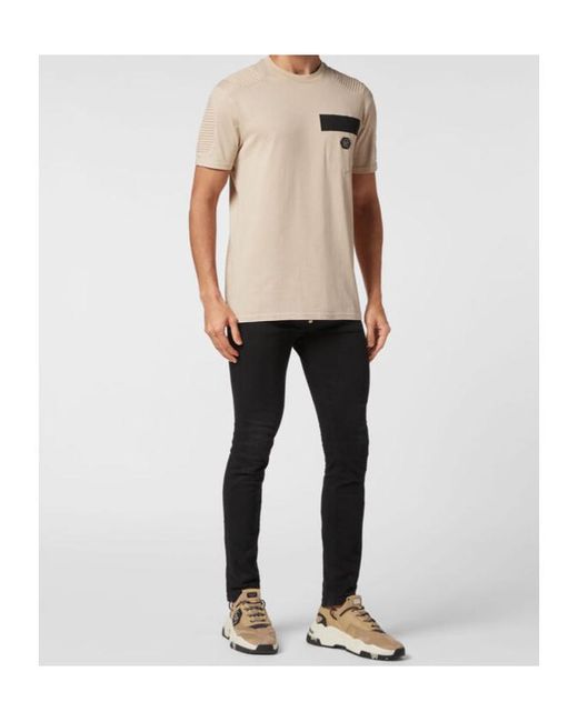 Philipp Plein Natural Short-Sleeved T-Shirt for men