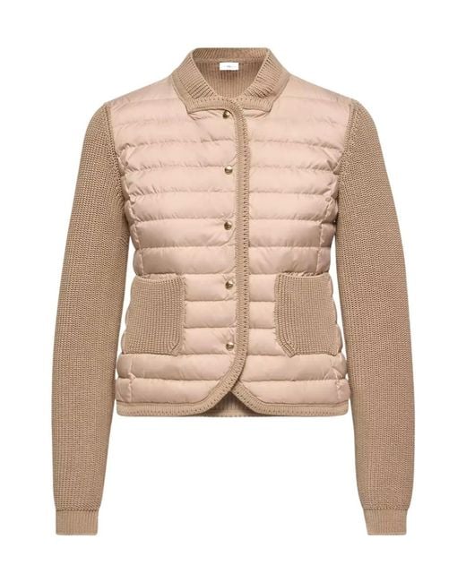 Moncler Natural Quilted Knit Panel Cardigan