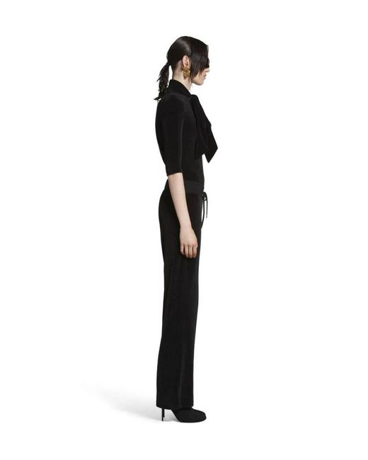Balenciaga Black Turtleneck Scarf Fitted Top