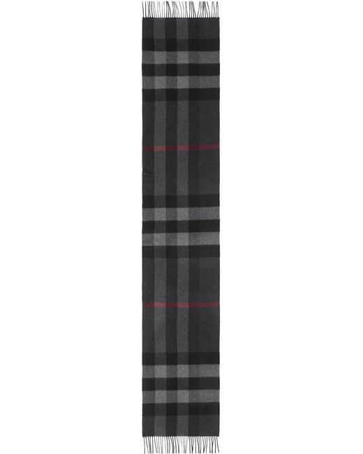 Burberry Black Check Fringed Scarf for men