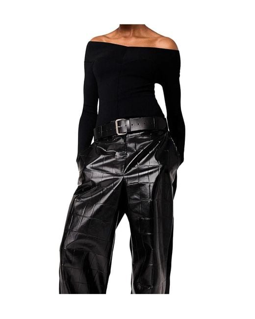 Stella McCartney Black Straight-Neck Long-Sleeved Top