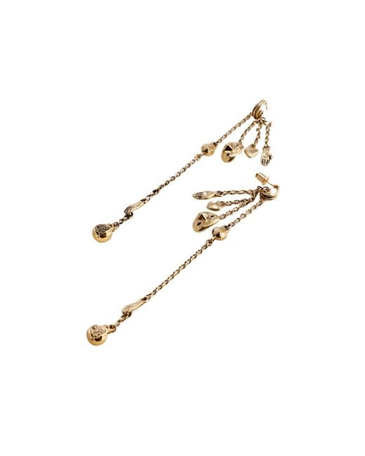 Lemaire White Charm Chain Drop Earrings