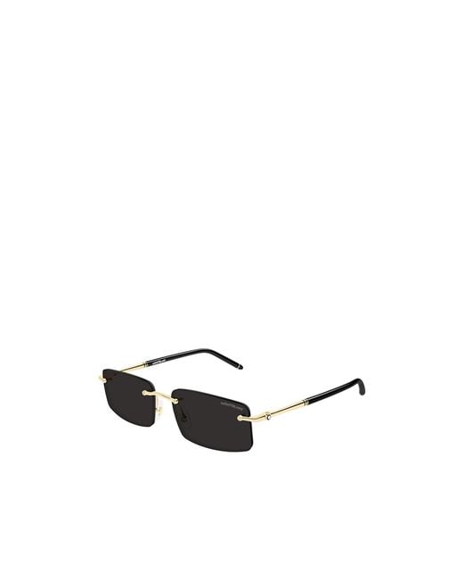 Montblanc White Eyewear Rectangular Frame Sunglasses