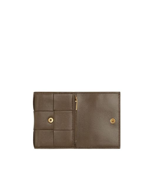 Bottega Veneta Brown Small Cassette Tri-Fold Zip Wallet