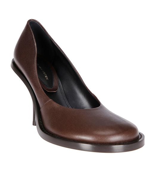 Dries Van Noten Brown Round-Toe Slip-On Pumps