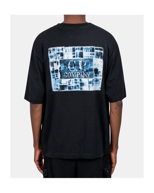 C P Company Black Logo-Print Cotton T-Shirt for men