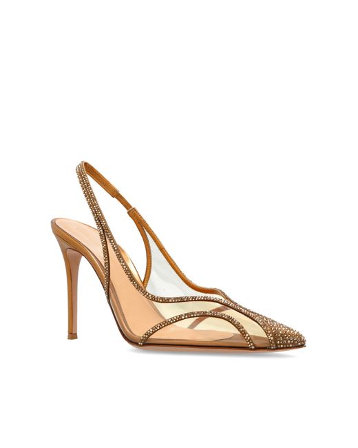 Gianvito Rossi Metallic Brenda Embellished Slingback Pumps
