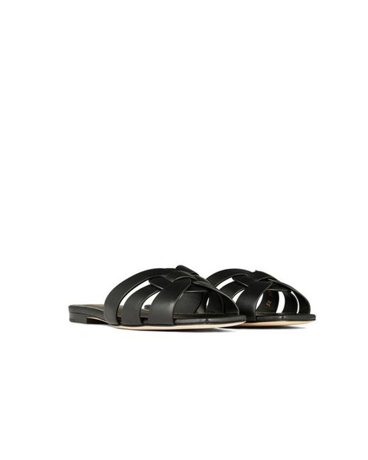 Saint Laurent Black Logo Slippers