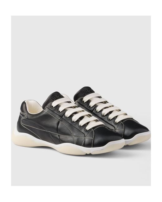 Prada Black Logo Detailed Lace-Up Sneakers