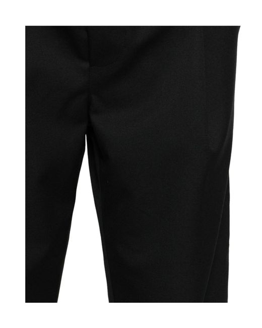 Drole de Monsieur Black Drawstring Twill Cropped Trousers for men