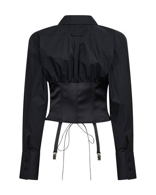 GIUSEPPE DI MORABITO Black Corset Detail Cropped Top
