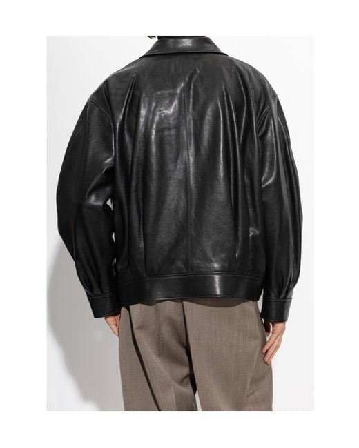 Arma Black Long-Sleeve Leather Jacket for men