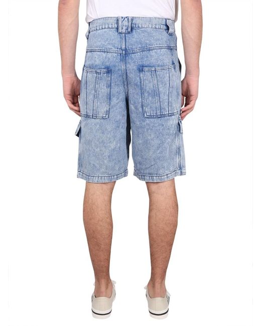 Isabel Marant Blue Logo Patch Tooling Shorts for men