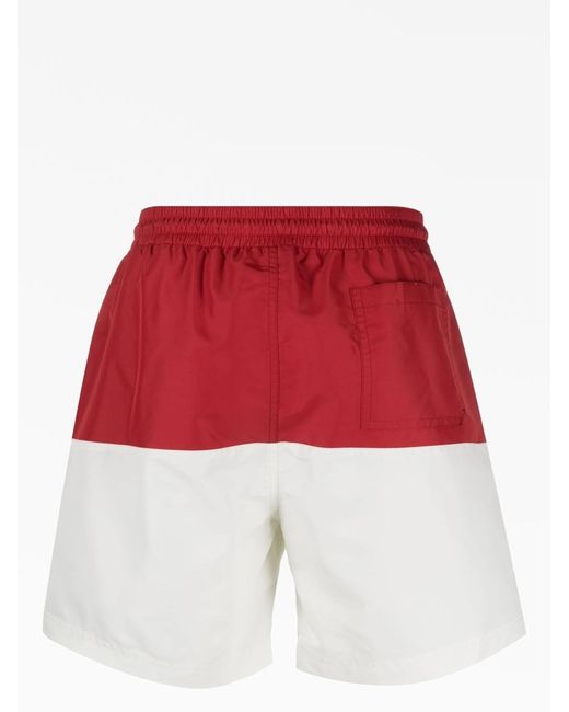 Brunello Cucinelli Red Panelled-Design Swim Shorts for men