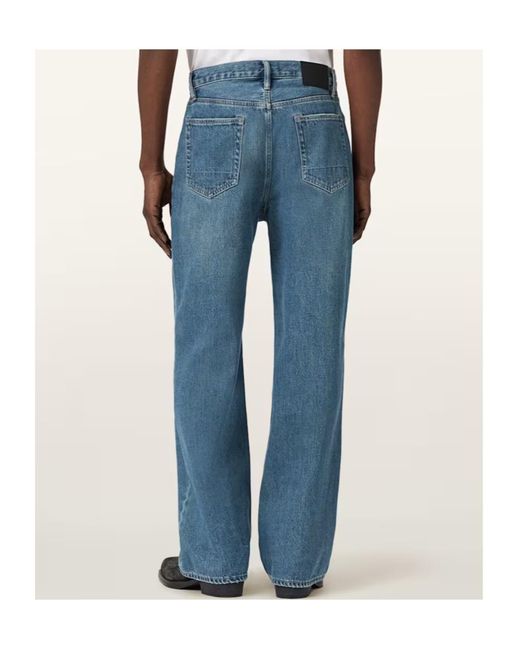 AllSaints Blue Lenny Loose Fit Wide Leg Denim Jeans for men