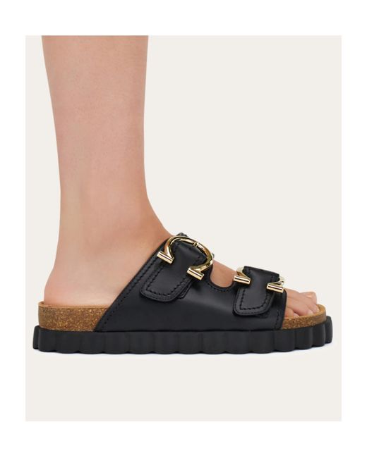 Ferragamo Black Gancini Sandals
