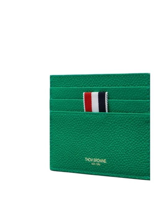Thom Browne Green Pebble-Leather Cardholder for men