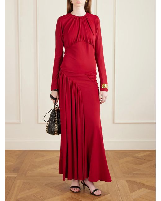 Rabanne Red Rabanne Draped Jersey Midi Skirt
