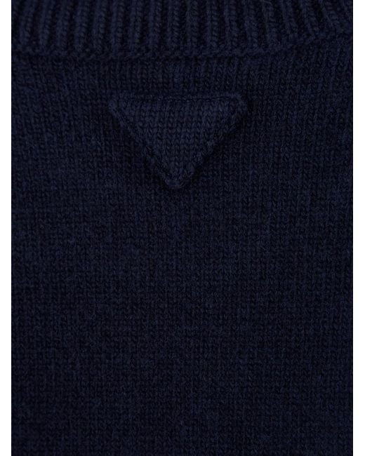 Prada Blue Elbow-Patch Sweater