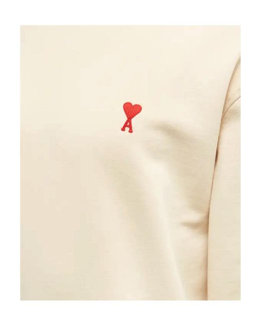 AMI Natural Logo Round Neck Sweater for men