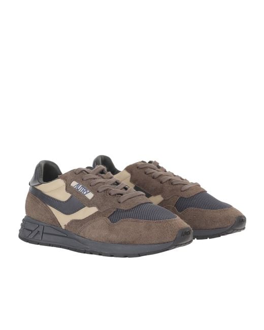 Autry Gray Logo-Patch Panelled Sneakers for men