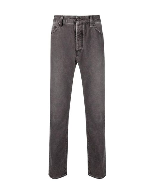 Palm Angels Gray Logo Printed Straight Leg Jeans for men