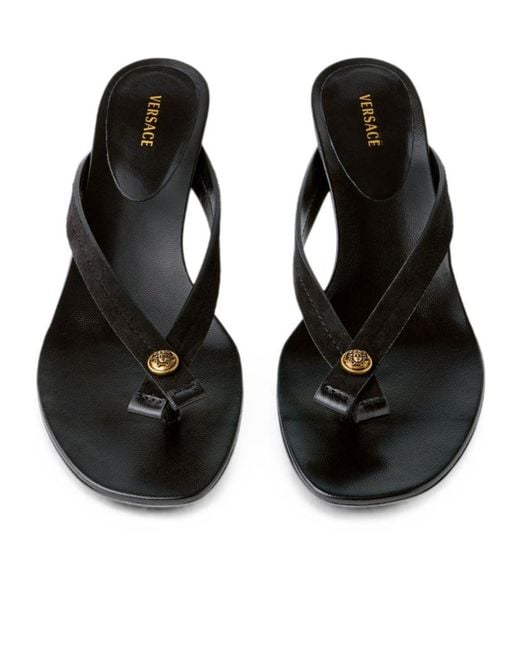 Versace Multicolor Medusa-Plaque Kitten-Heel Mules