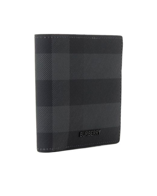 Burberry Black Logo Plaque Checked Wallet for men