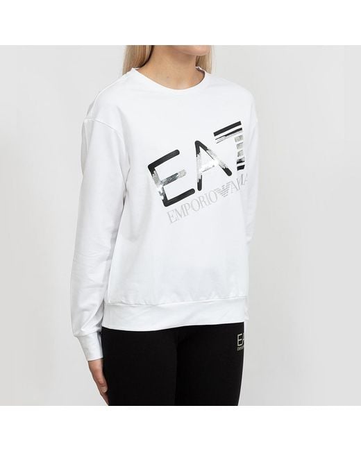 EA7 White Logo Pattern Sweater