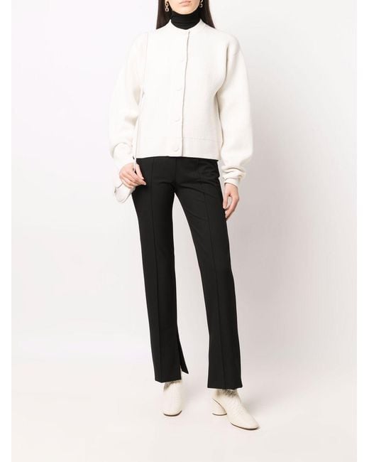 Jil Sander White Round-Neck Knitted Cardigan