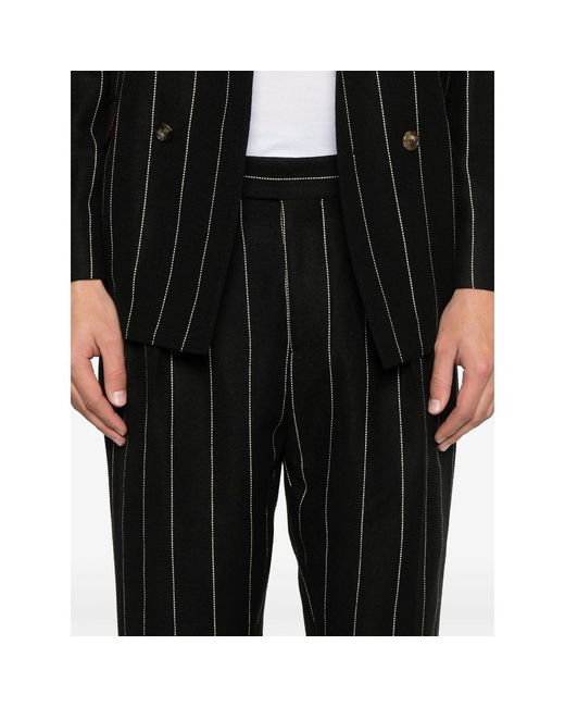 Brunello Cucinelli Black Pinstriped Suit for men