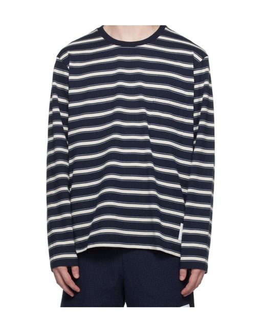 Thom Browne Blue Striped Long-Sleeved T-Shirt for men