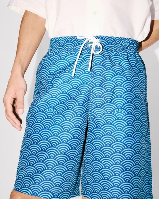 KENZO Blue Long Boardshort for men